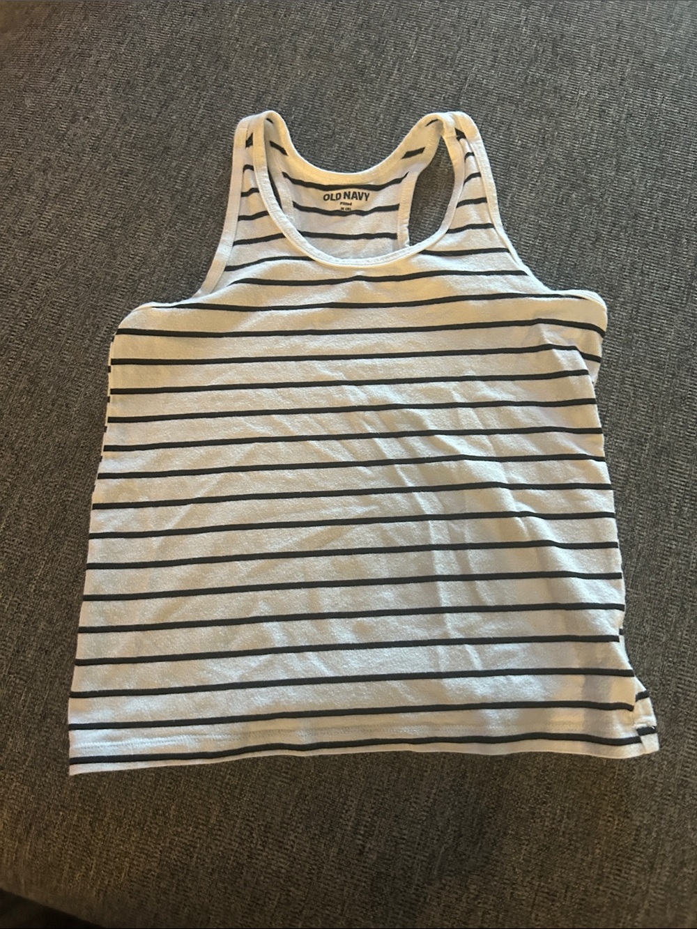 Old Navy White Tank Top with Black Horizontal Stripes